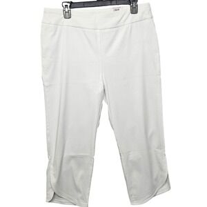 JM Collection Womens White Tummy Control Comfort Waist Capri Pants Large New